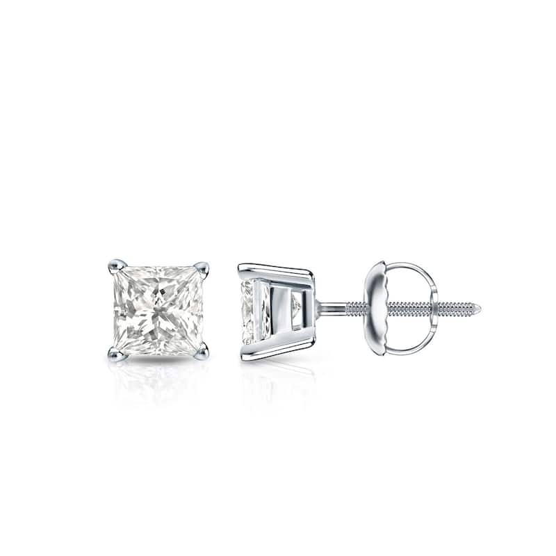 Auriya 14k Gold 0.50ctw Princess-cut Diamond Stud Earrings (I-J, I1-I2) - White