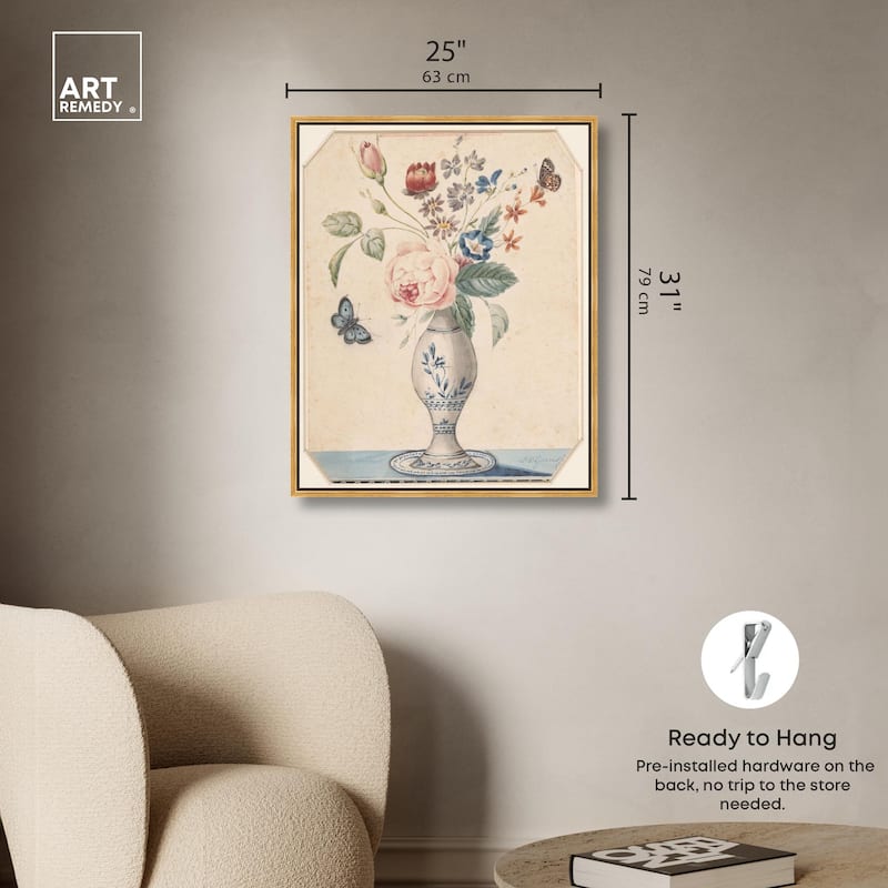 Vase with flowers 1850 Canvas by Art Remedy