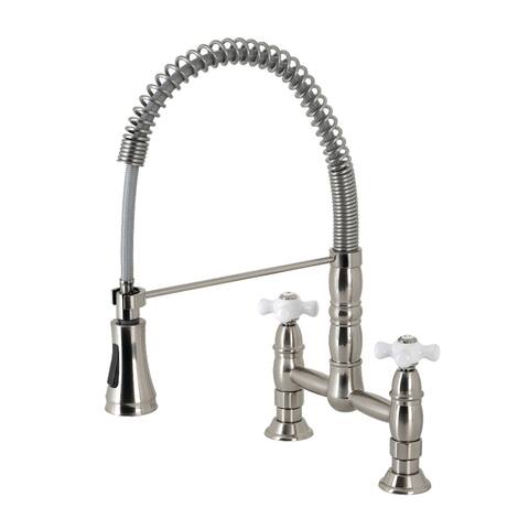 Kingston Brass Heritage 1.8 GPM Widespread Bridge Pull Down Kitchen