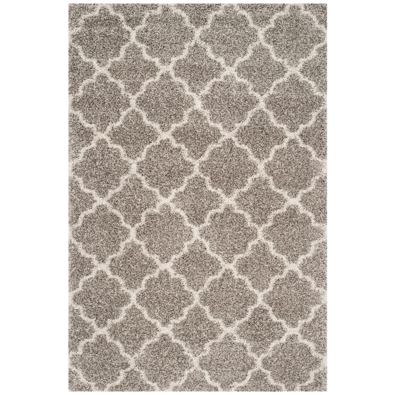 SAFAVIEH Hudson Shag Jeryl Glam Trellis 2-inch Area Rug - 6' x 9' - Grey/Ivory