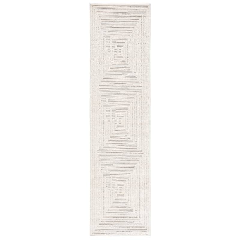 SAFAVIEH Elmhurst Marijke Modern & Contemporary Rug - 2'2" x 8' Runner - Ivory/Grey