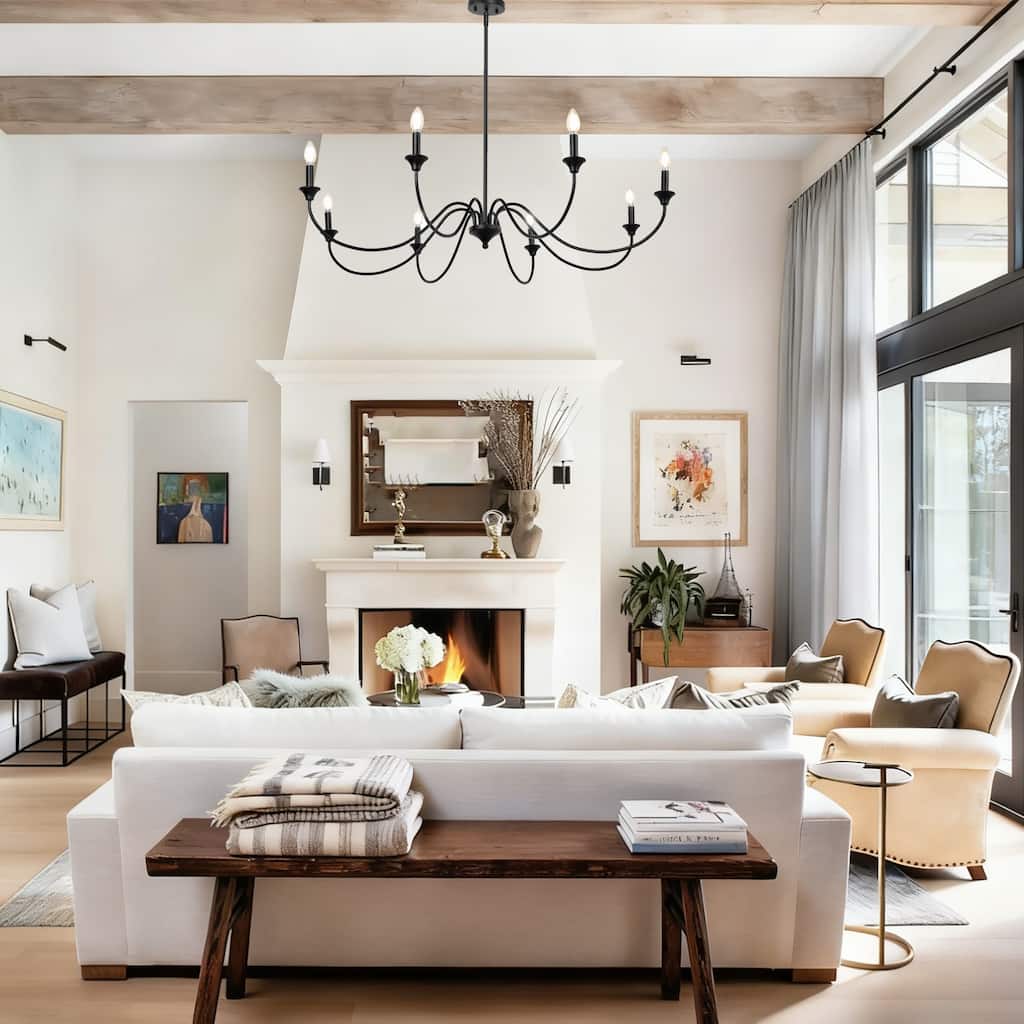 Modern Black 8-Light Classic Candle Chandelier for Dining Living Room Entryway - D 47.2" x H 9.4"