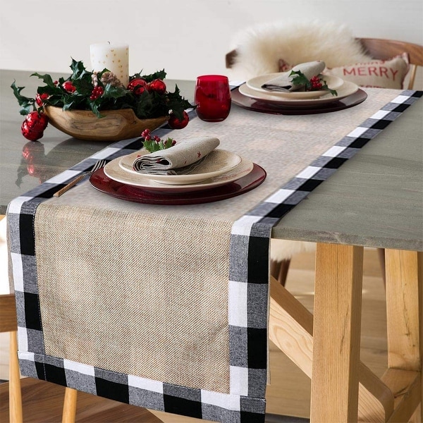Green Plaid Rectangle Table Runner,Table Decorations Suitable for Parties,Holiday and Other Occasions Size 18X72in Double-Sided Printing Geat-Resistant and Wrinkle-Resistant