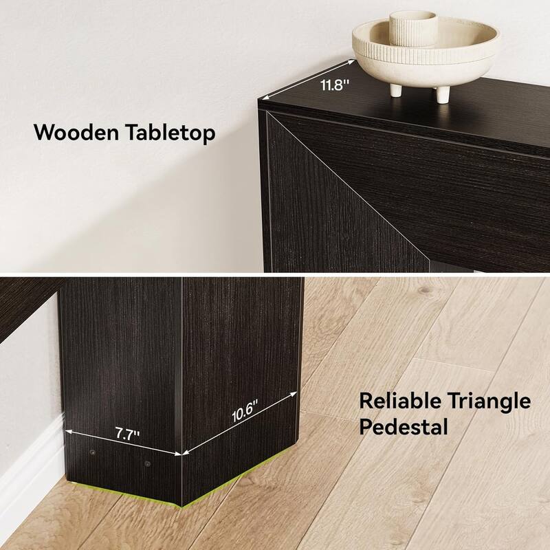 63" Black Modern Farmhouse Console Table, Extra Long Sofa Table Behind Couch for Entryway or Living Room