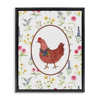 Stupell Farm Friends Rooster & Herbs Framed Floater Canvas Wall Art ...