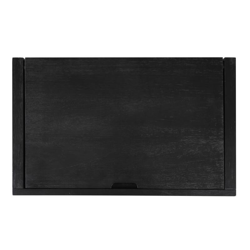 Furniture of America Alaric Modern Wood Black Vanity Set with Storage Stool