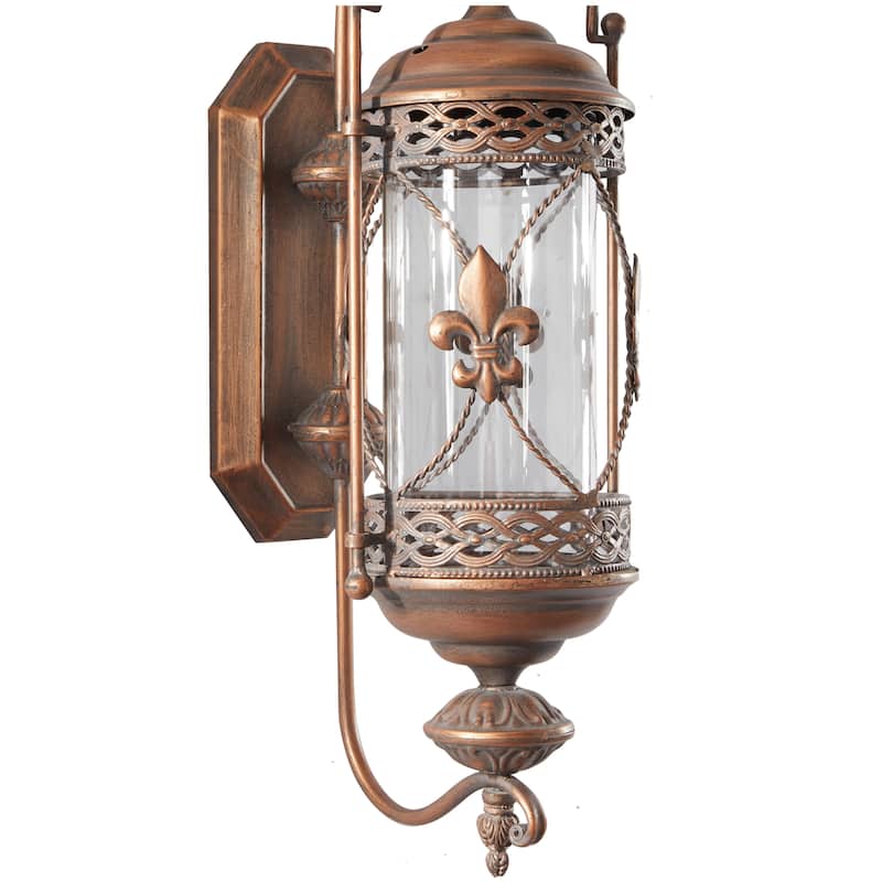 Glass Single Candle Wall Sconce - Brown - Roche River Decor - 11"W x 9"L x 30"H