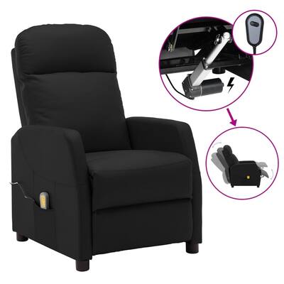 vidaXL Massage Recliner Black Faux Leather - 25.6" x 38.2" x 39.4"