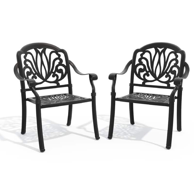 Stacking OutdoorPatio Dining Armchair with Brown Cushions
