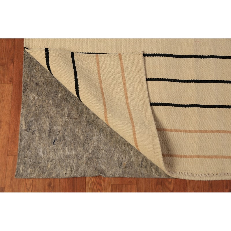 Striped Nomad Kilim Oriental Area Rug Handmade Wool Carpet - 9'0"x 11'9"