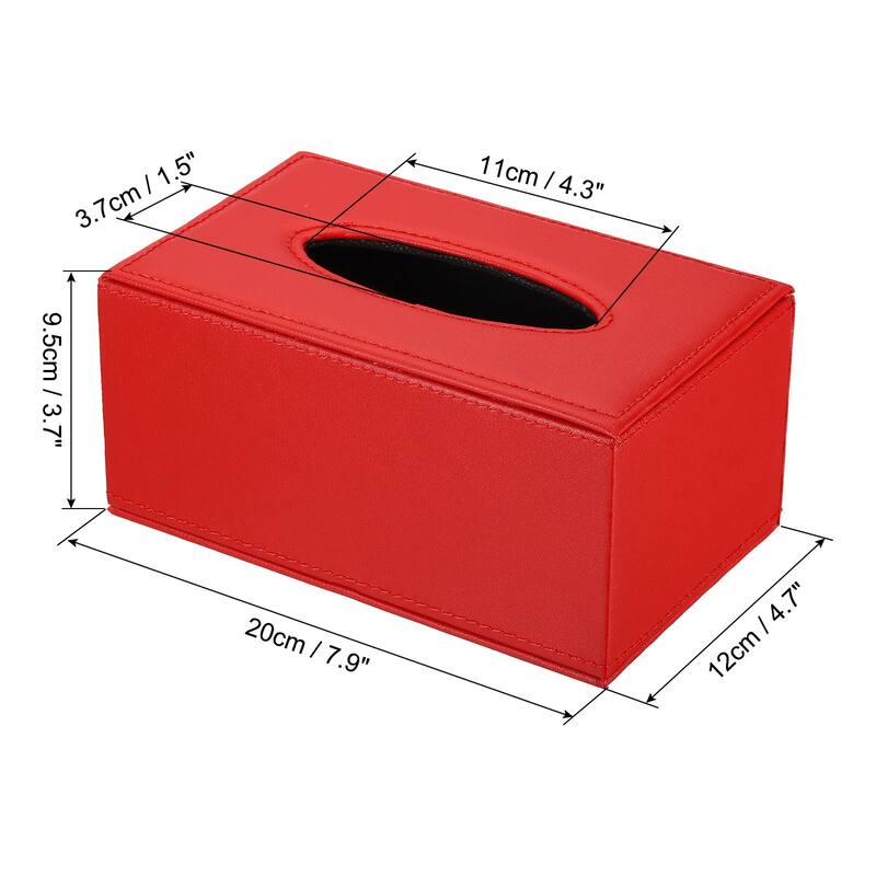 7.9x4.7x3.7" Tissue Box Cover, PVC Leather Waterproof Napkin Dispenser - Red