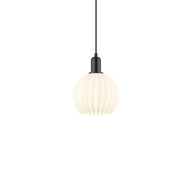 Innovations Lighting 716-1P-11-8 White Venetian Pendant White Venetian - Matte Black / White Venetian