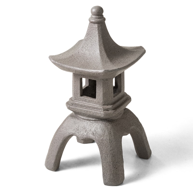 Glitzhome MGO Faux Concrete Pagoda Garden Statue Indoor and Outdoor Decoration