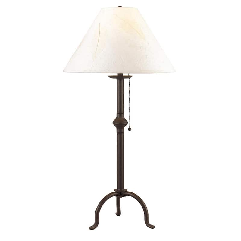 Black Metal 32 Inch Table Lamp with Off White Empire Shade and Cord - 16" x 16" x 32" - Black-Off-White