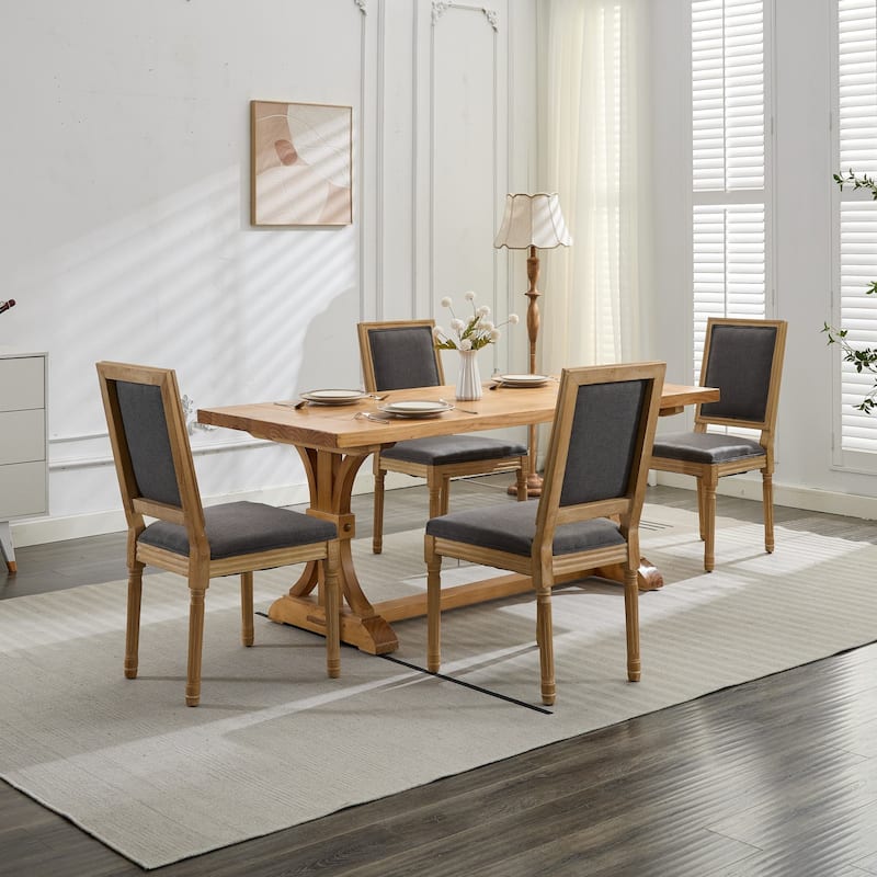 Farmhouse Dining Room Chairs Set of 2, French Dining Chairs with Square Back, Wood Legs, French Bistro Chairs for Living Room