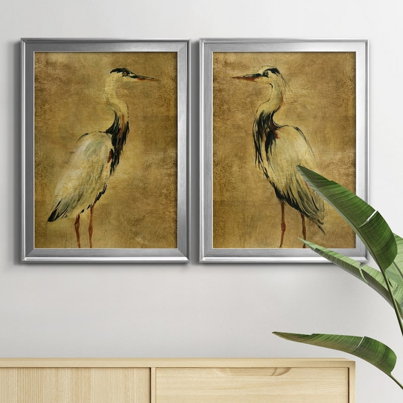 Gold Crane at Dusk I Premium Framed Print - Ready to Hang - Multi-Color