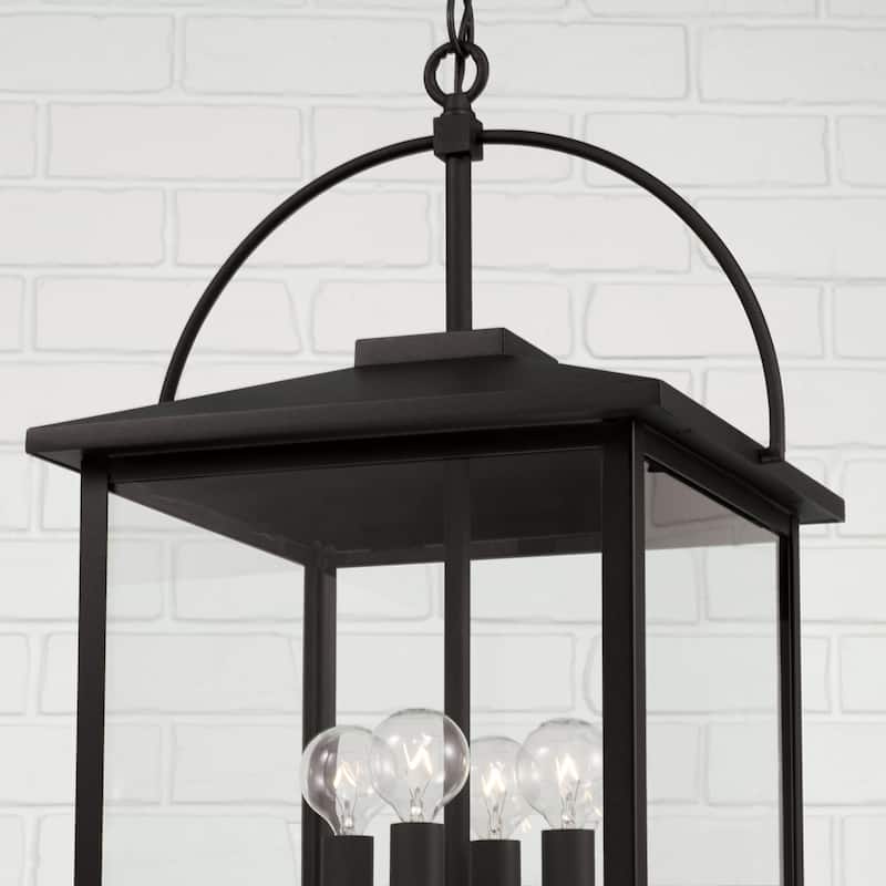 Bryson 4-light Black Outdoor Hanging Pendant w/ Clear Glass