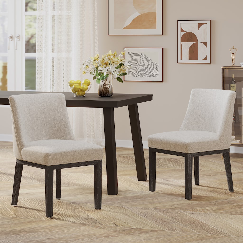 Fabric Upholstered Dining Chairs, Light Grey Antique Finish Legs Dining Chairs, Kitchen Side Chairs for Kitchen and Dining Room