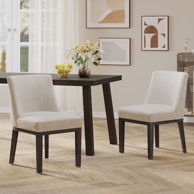 Modern Set of 2 Dining Chairs with Fabric Cushioned Seat Backrest, Solid Wood Frame for Dining Room Living Room and Bedroom