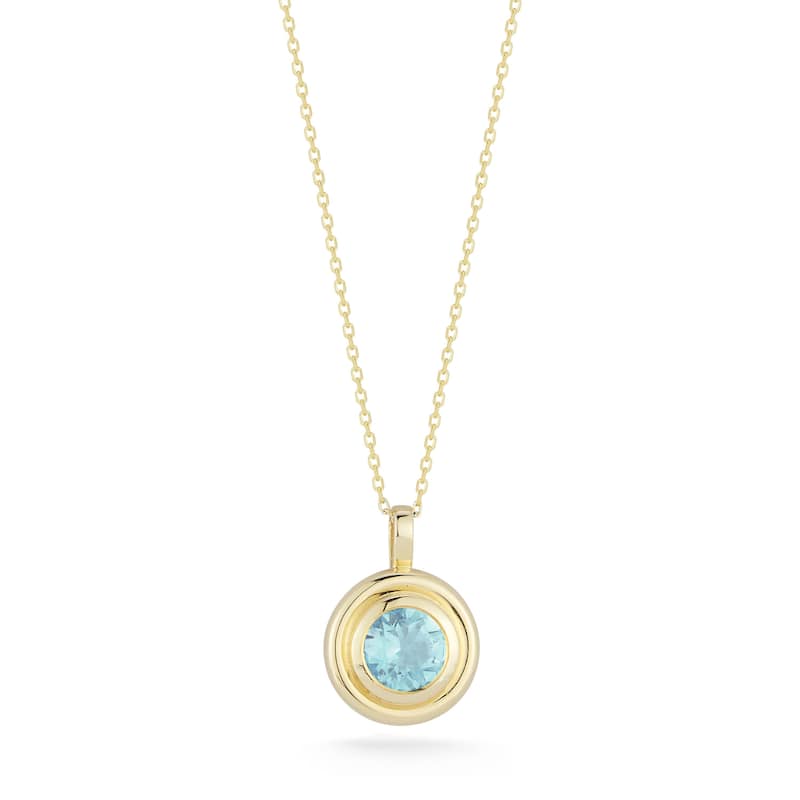 Soleil 14K Gold Gemstone Round Pendant Necklace - Topaz