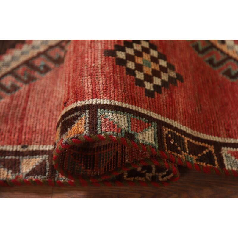 Hand Knotted Oriental 100% Wool Carpet Traditional Tribal Red Lori Runner Rug - 8' 10'' X 4' 5''