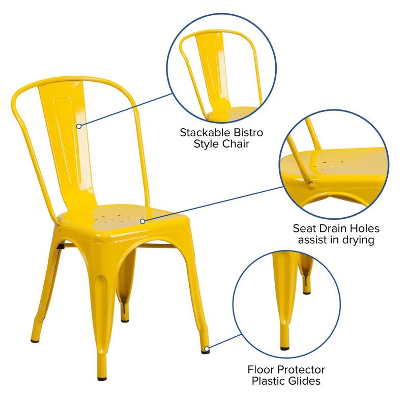 Metal Indoor/ Outdoor Stackable Bistro Chair (Set of 4)