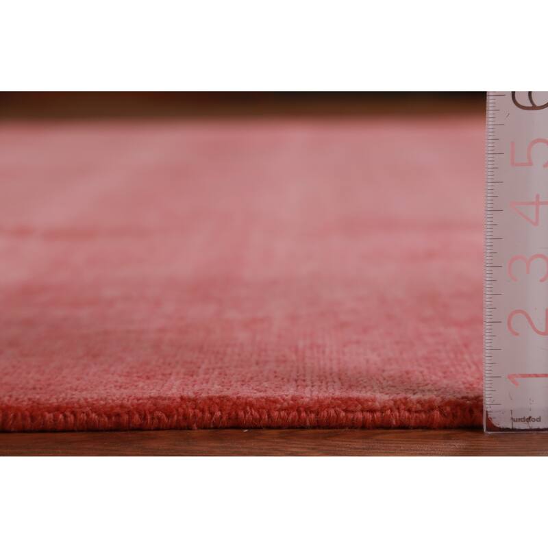 Hand Knotted Oriental 100% Wool Carpet Modern Solid Pink Gabbeh Area Rug - 11' 9'' X 9' 1''