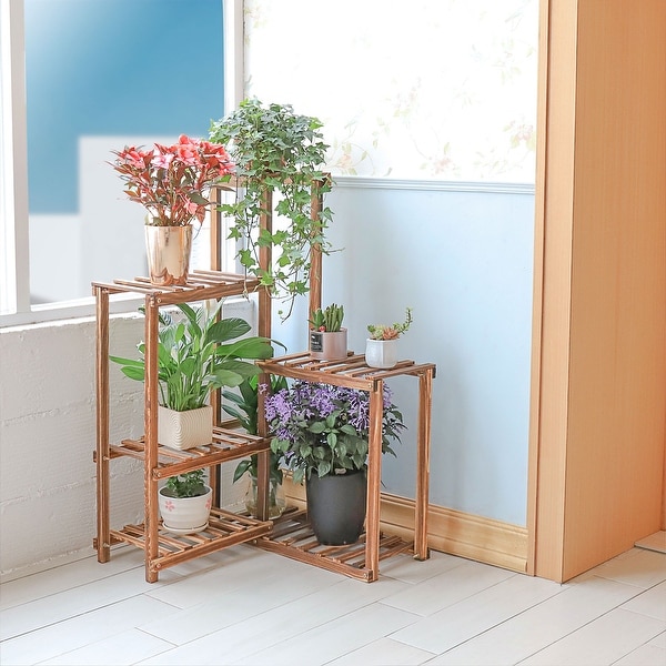 6-Tier Flower shops Wood Stand Plant Display Rack Multifunctional Storage Shelf