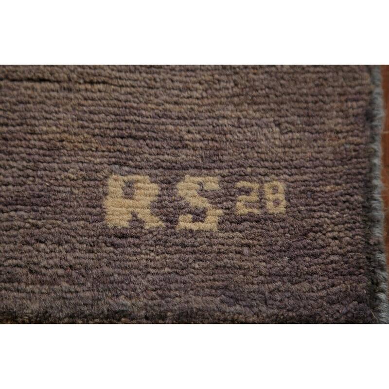 Gabbeh Modern Rug Handmade Solid Grey Wool Carpet - 4'1" x 5'10"