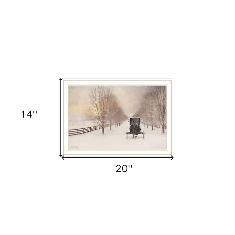 HomeRoots Snowy Amish Lane White Framed Wall Art