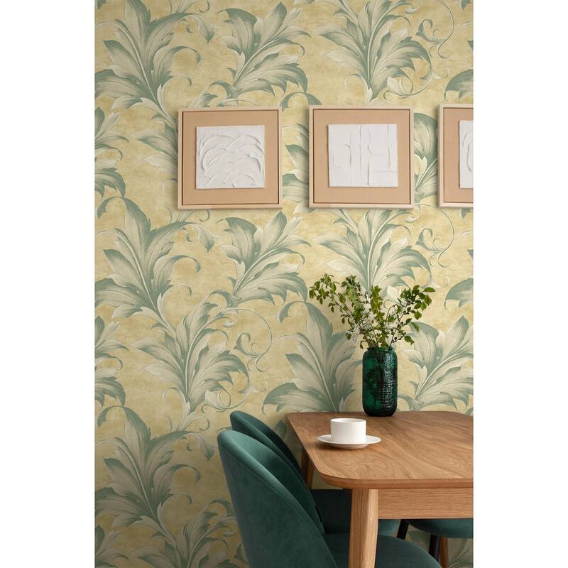 Seabrook Designs Haidee Acanthus Leaf Unpasted Wallpaper