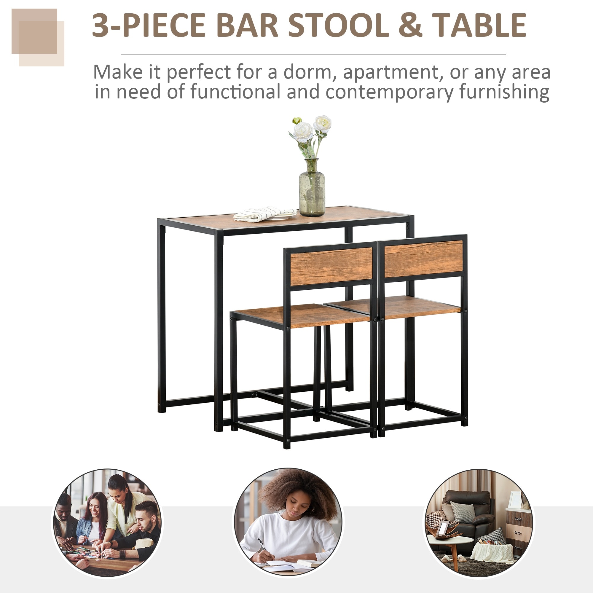 Harbour housewares compact kitchen deals table & chairs dining set