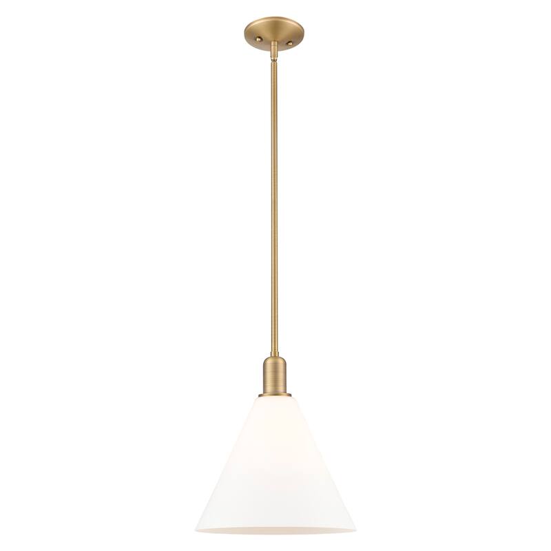 Innovations Lighting Endless Possibilities Arcadia - Berkshire Glass - 1 Light 12" Stem Hung Mini Pendant - Brushed Brass/Matte White