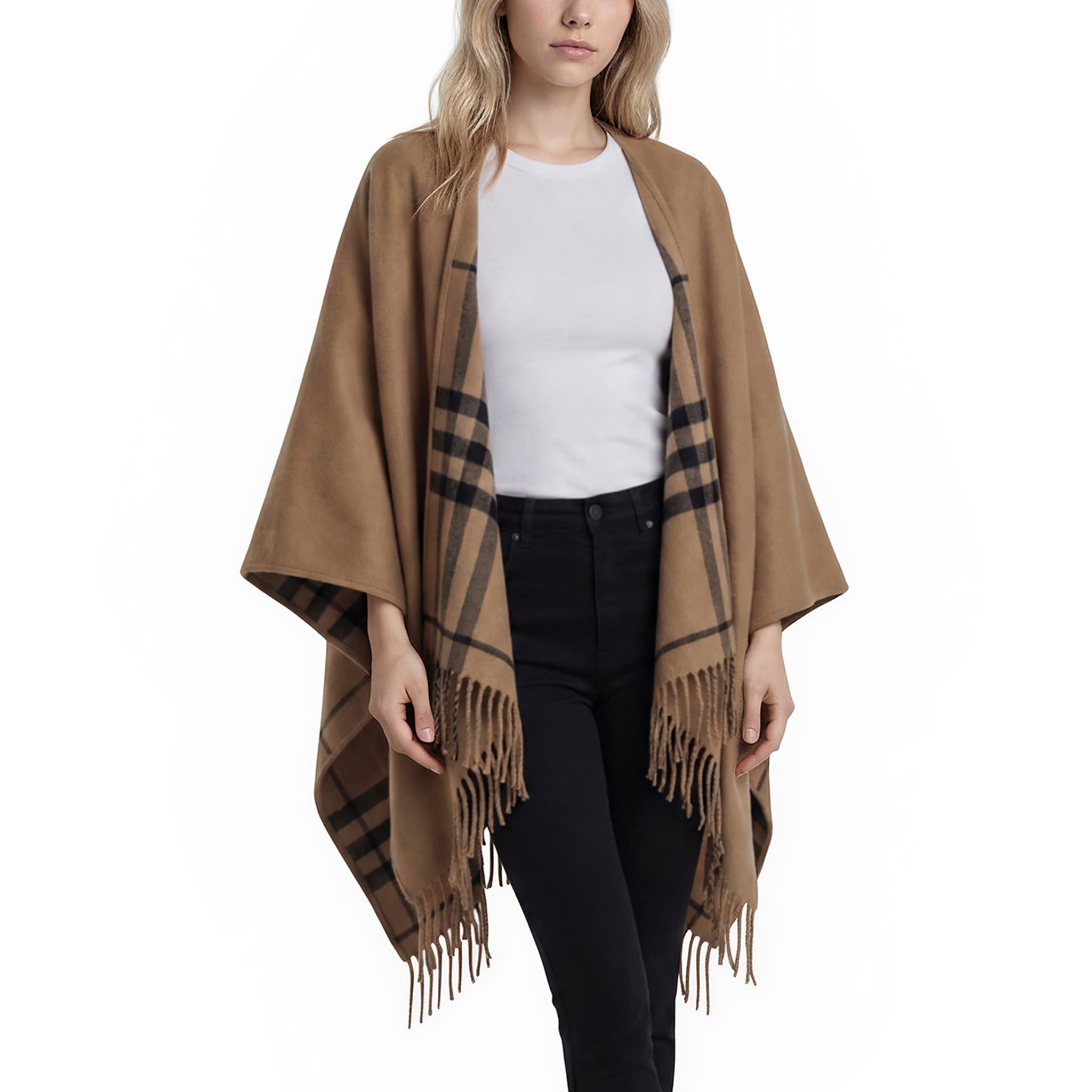Burberry Giant Check Reversible Wool Cape - Overstock - 43533010