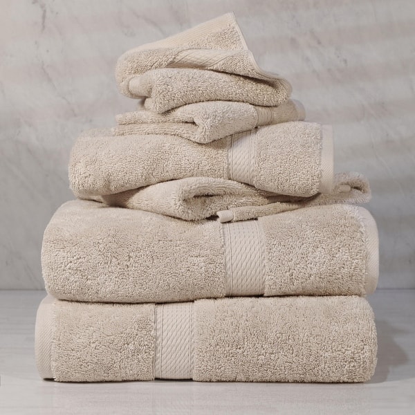 Superior Egyptian Cotton Pile Heavyweight 6-Piece Towel Set - 6-Piece Set - Stone