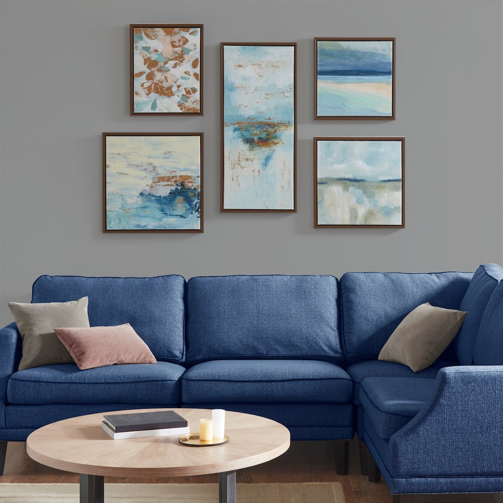 Madison Park Blue Horizon 5-piece Gallery Framed Canvas Wall Art Set