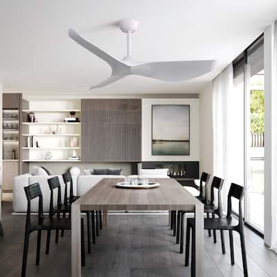 52 Inch Indoor Ceiling Fan No Light, 3 Curved ABS Blades Fan, 6 Speeds Reversible Quiet DC Motor Ceiling Fan