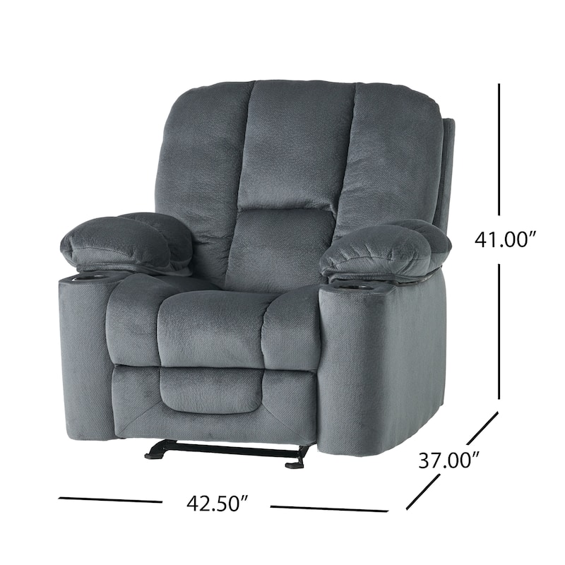 Roomfitters Luxurious Manual Recliner Chair in Chocolate with Skin-Friendly Fabric and Dual Cup Holders