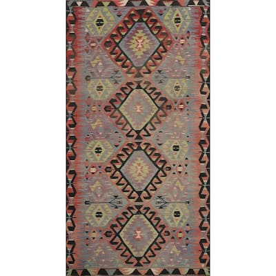Hand Woven Oriental 100% Wool Carpet Southwestern Tribal Navy Blue & Blues Kilim Area Rug - 10' 0'' X 4' 11''