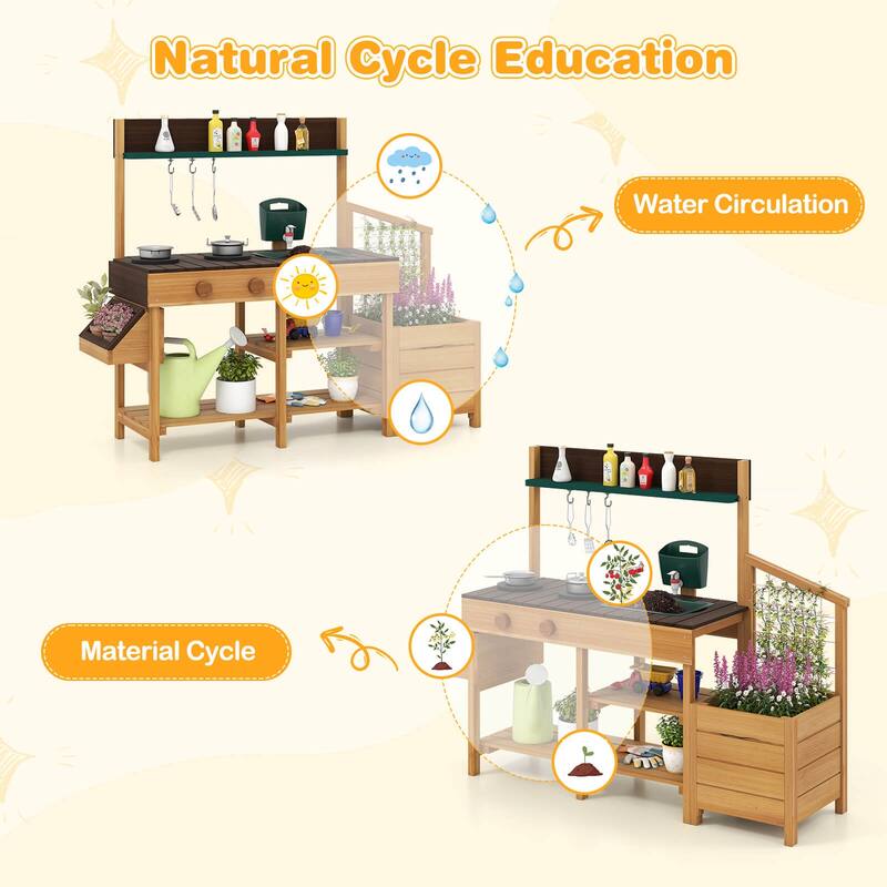 Costway Play Kitchen for Kids Wooden Toy Kitchen Playset with - See Details