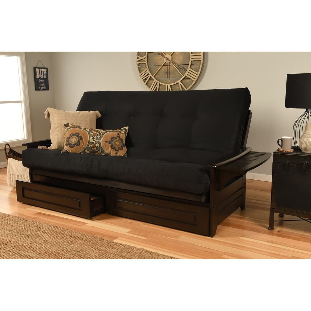 Somette Phoenix Queen-size Storage Futon Set in Espresso Finish with Suede Mattress