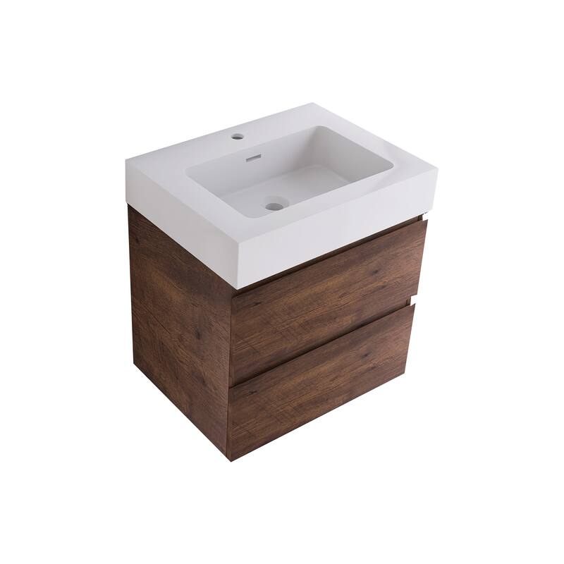 Single Sink Floating Bath Vanity in with Solid Surface Top