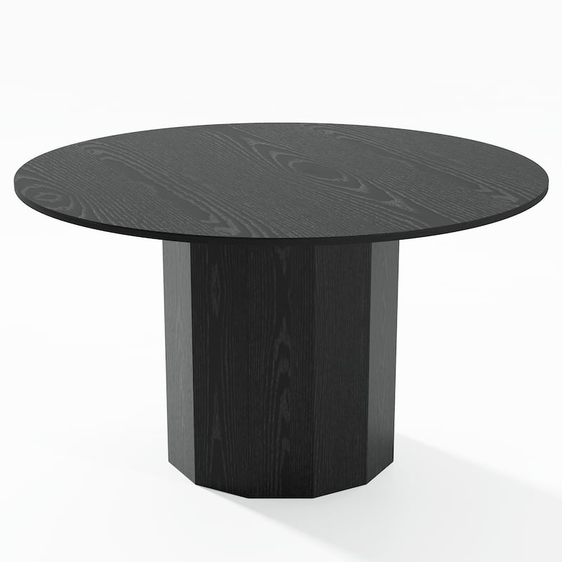 Solid Wood Round Dining Table Kitchen Table for 4-6 with Tabletop and Cylindrical Base for Living/Dining Room Coffee Office