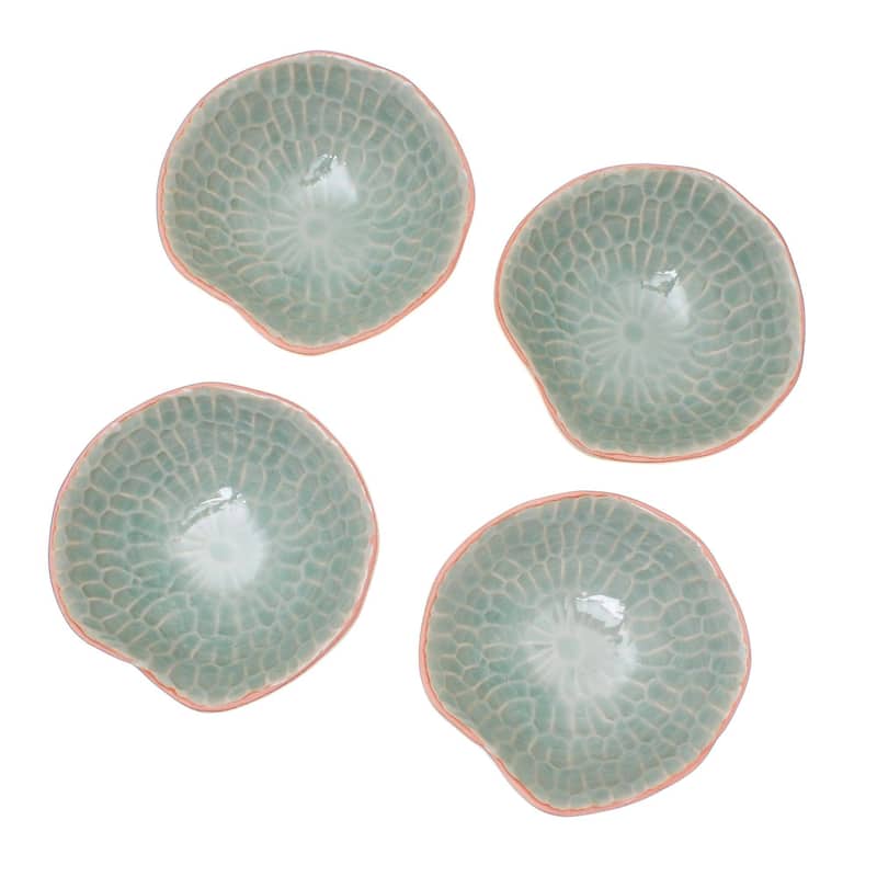 Novica Handmade Sunflower Dream Celadon Ceramic Appetizer Bowls (Set Of 4)