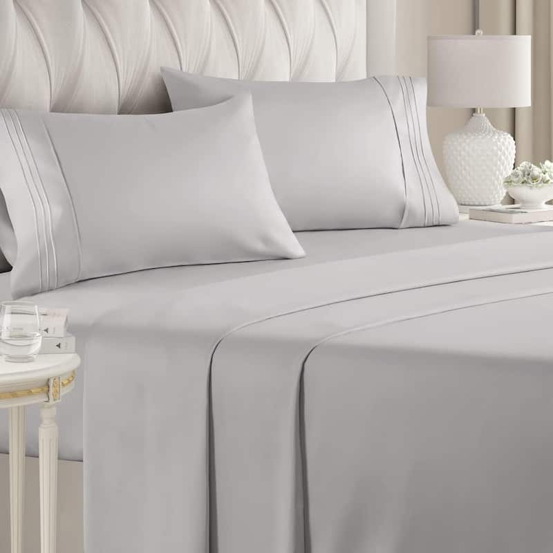CGK Linens Brushed Microfiber Soft Wrinkle free 4 Piece Bed Sheet Set