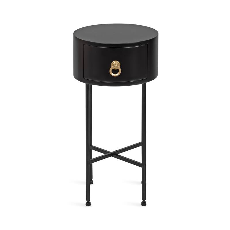 Kate and Laurel Decklyn Glam Round Side Table - 14x14x24 - Black