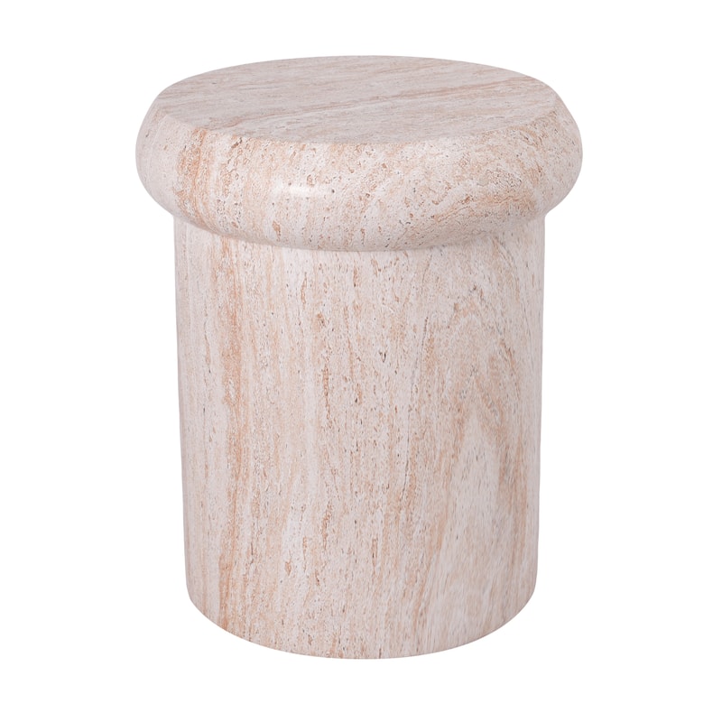Christopher Knight Home - Lightweight Concrete Sculptural Side Table with Faux Marble Travertine Finish for Indoor & Outdoor