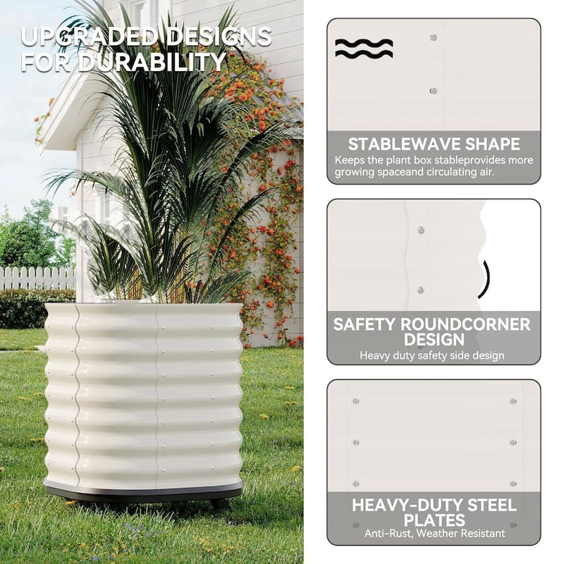 23.6" Self-Watering Rolling Metal Garden Bed - 1 PC