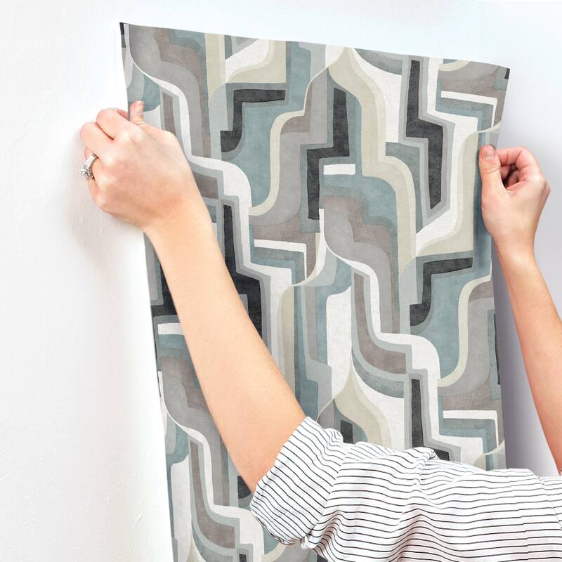 A-Street Prints Tulum Denim Surreal Shapes Wallpaper