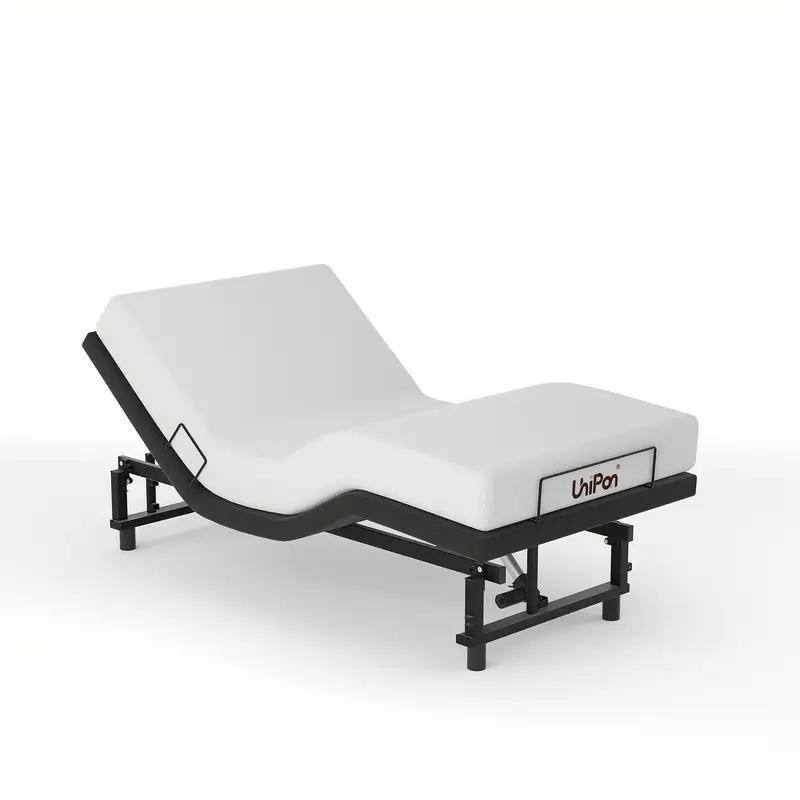 Queen Adjustable Bed Frame Remote USB Charging Zero Gravity Head Foot Incline Memory Foam Latex - Black